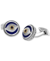 Effy Men's Lapis & Blue Sapphire (1/8 ct. t.w.) Evil Eye Cufflinks in Sterling Silver & 18k Gold - Sterling Silver