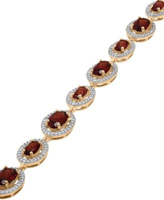 Amethyst (5 ct. t.w.) & Diamond (1/10 ct. t.w.) Halo Link Bracelet in 14k Rose Gold-Plated Sterling Silver (Also in Citrine & Rhodolite Garnet)