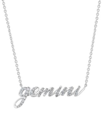 EFFY Collection - Diamond Zodiac Gemini 18" Pendant Necklace (1/8 ct. t.w.) in Sterling Silver