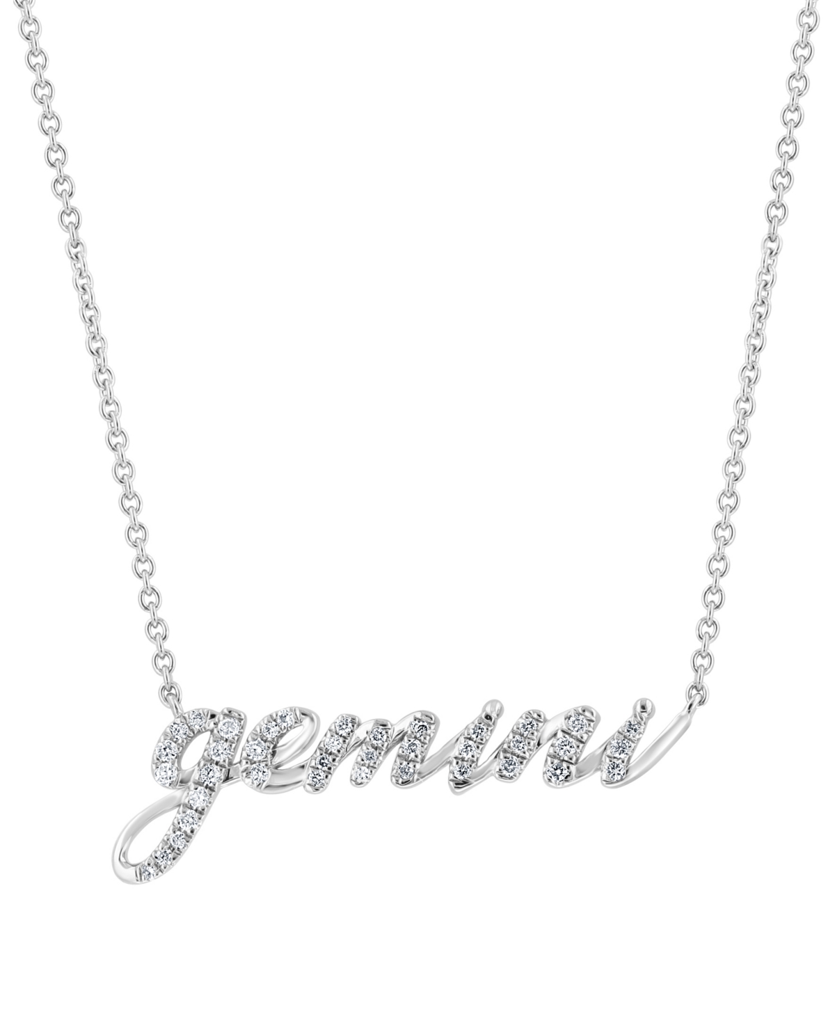 Effy Diamond Zodiac Gemini 18" Pendant Necklace (1/8 ct. t.w.) in Sterling Silver - Sterling Silver