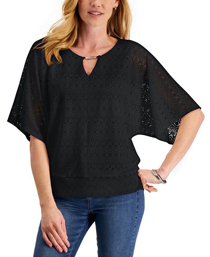 JM Collection Eyelet Poncho Top, Created for Macy's - Macy's