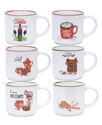 Details about   Bruntmor Ceramic Coffee Mugs Set of 6 Holiday Christmas Theme Star Handle 14 Oz 