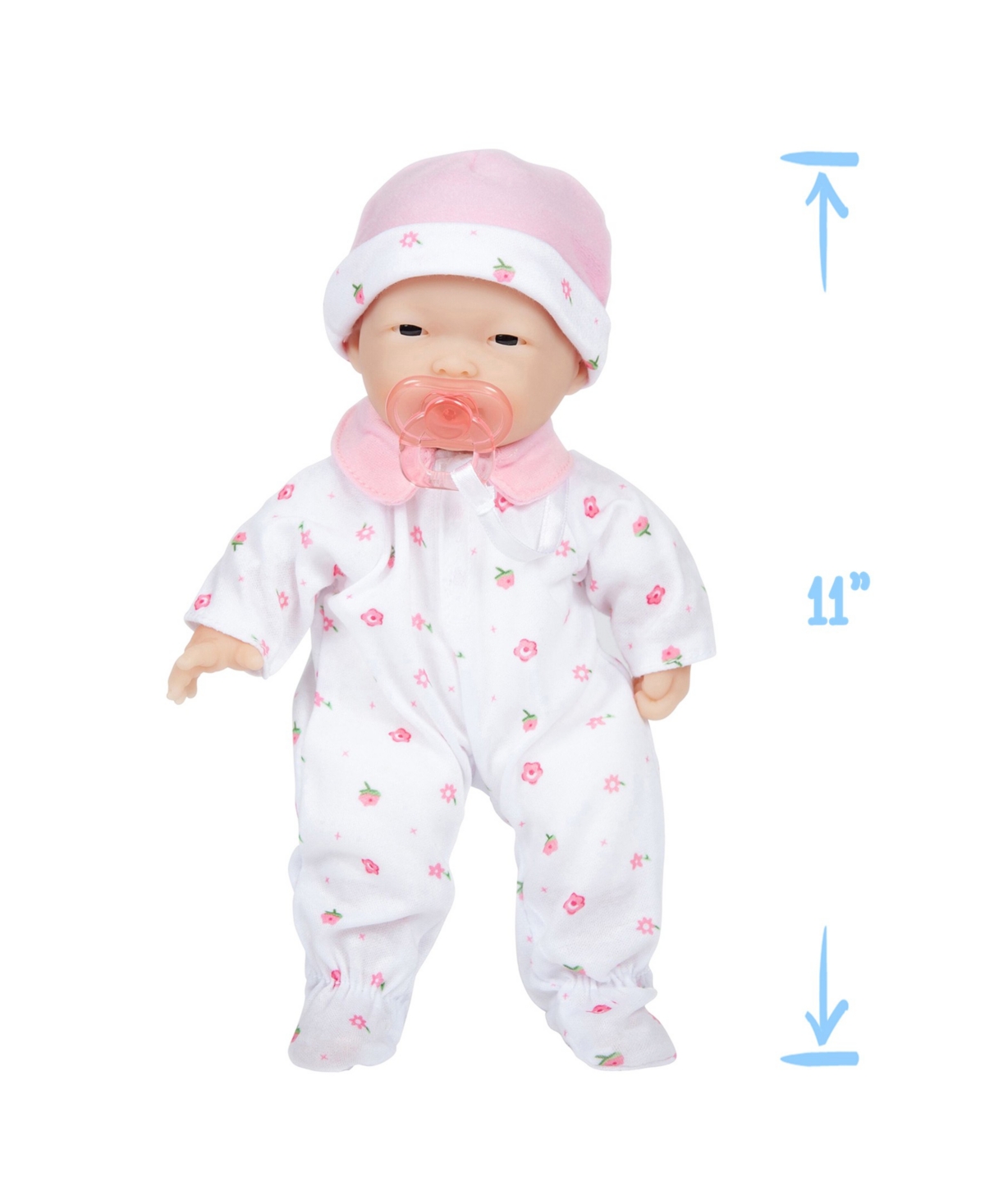 JC TOYS LA BABY ASIAN 11" SOFT BODY BABY DOLL PINK OUTFIT 
