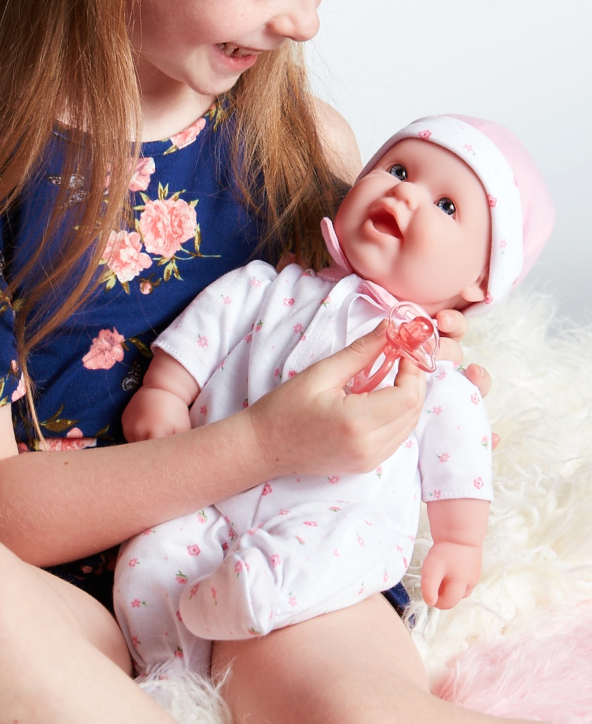 JC TOYS LA BABY CAUCASIAN 16" SOFT BODY BABY DOLL PINK OUTFIT 