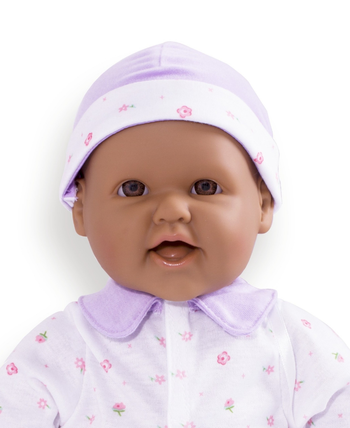 JC TOYS LA BABY HISPANIC 16" SOFT BODY BABY DOLL PURPLE OUTFIT 