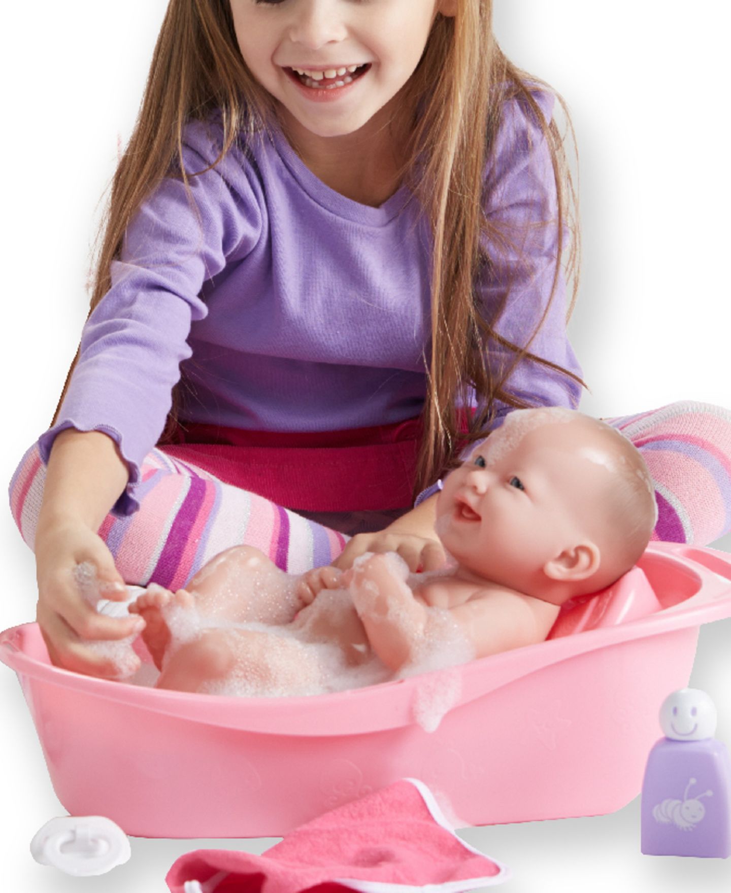 Детские куклы JC TOYS La Newborn 14" Smiling Baby Doll 8 piece Bathtub Gift Set — фото 3