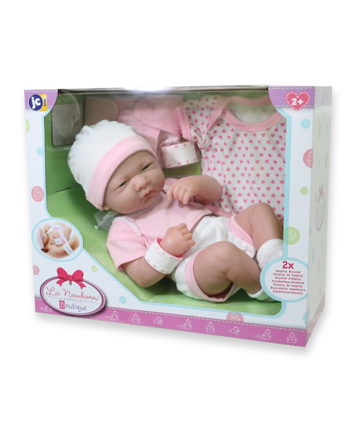 JC TOYS LA NEWBORN NURSERY 14" BABY DOLL 8 PCS PINK GIFT SET 
