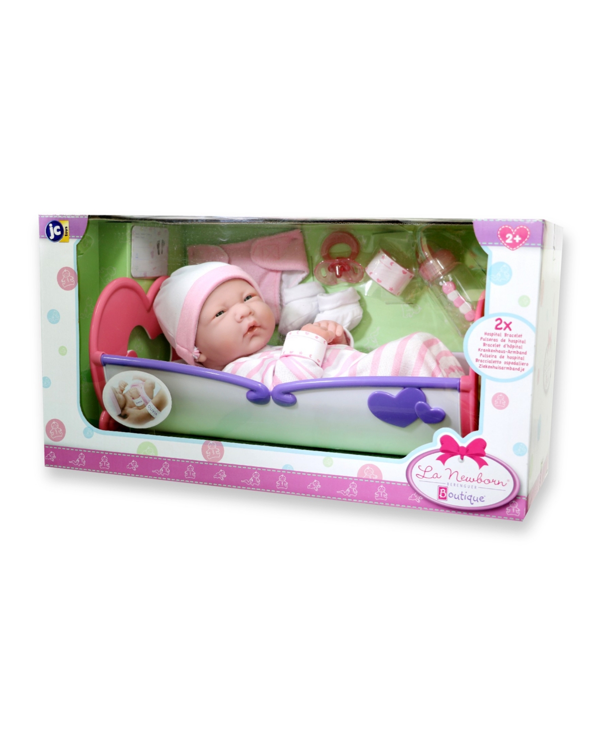 JC TOYS LA NEWBORN 14" BABY DOLL ROCKING CRIB GIFT SET, 11 PIECES 