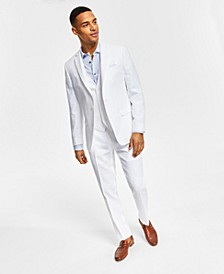 Men's Slim-Fit Textured Linen Vested Suit Separate, Created for Macy's