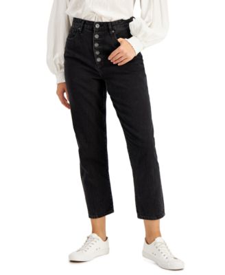 INC International Concepts Women's High Rise Button-Fly Mom Jeans