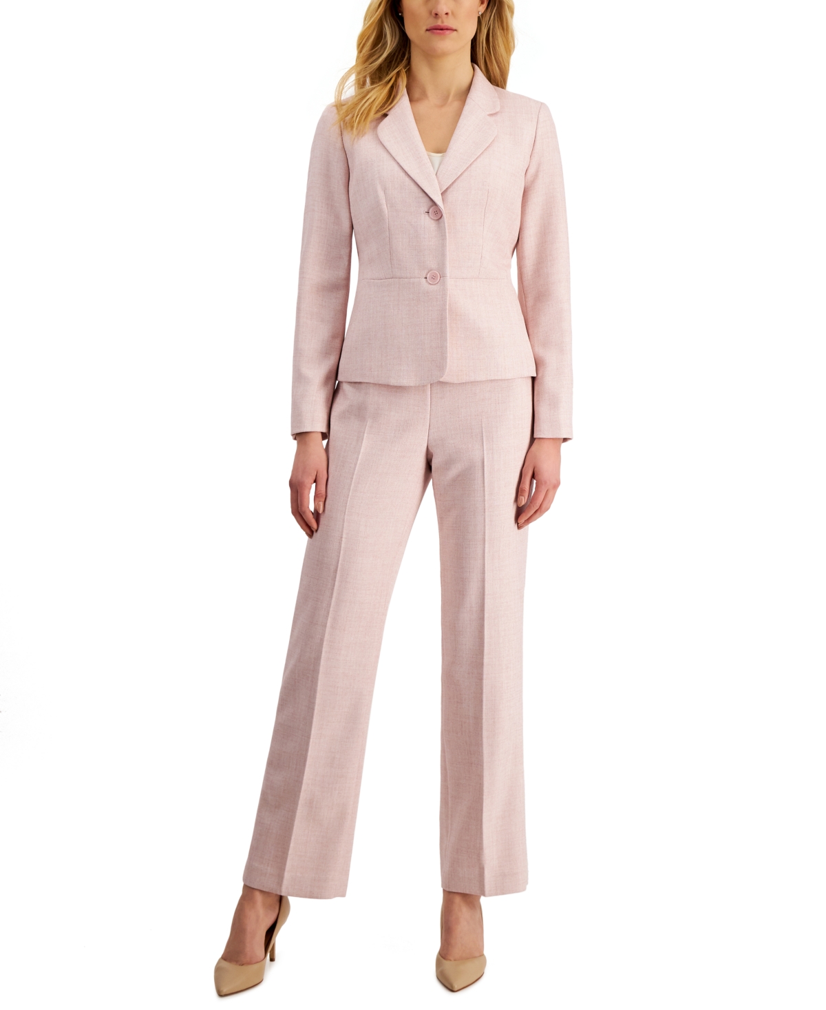 Le Suit Women's Notch-collar Pantsuit, Regular And Petite Sizes In Lt Blossom Combo