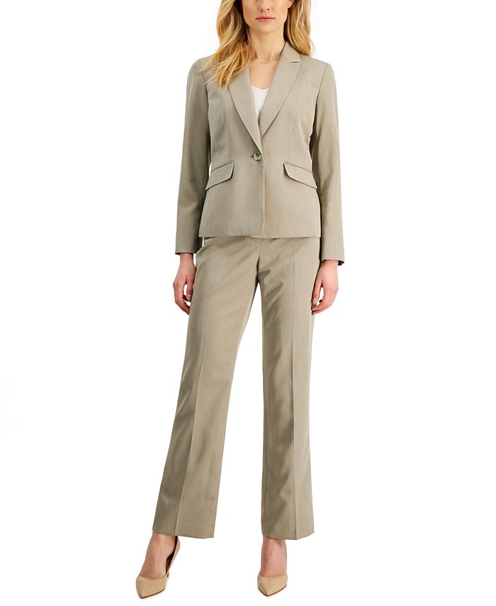 Le Suit Women's One-Button Straight-Leg Pantsuit, Regular and Petite ...