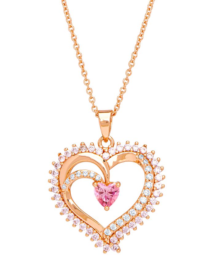 Macy's rose gold heart necklace sales