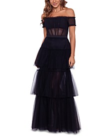 Mesh Tiered Gown