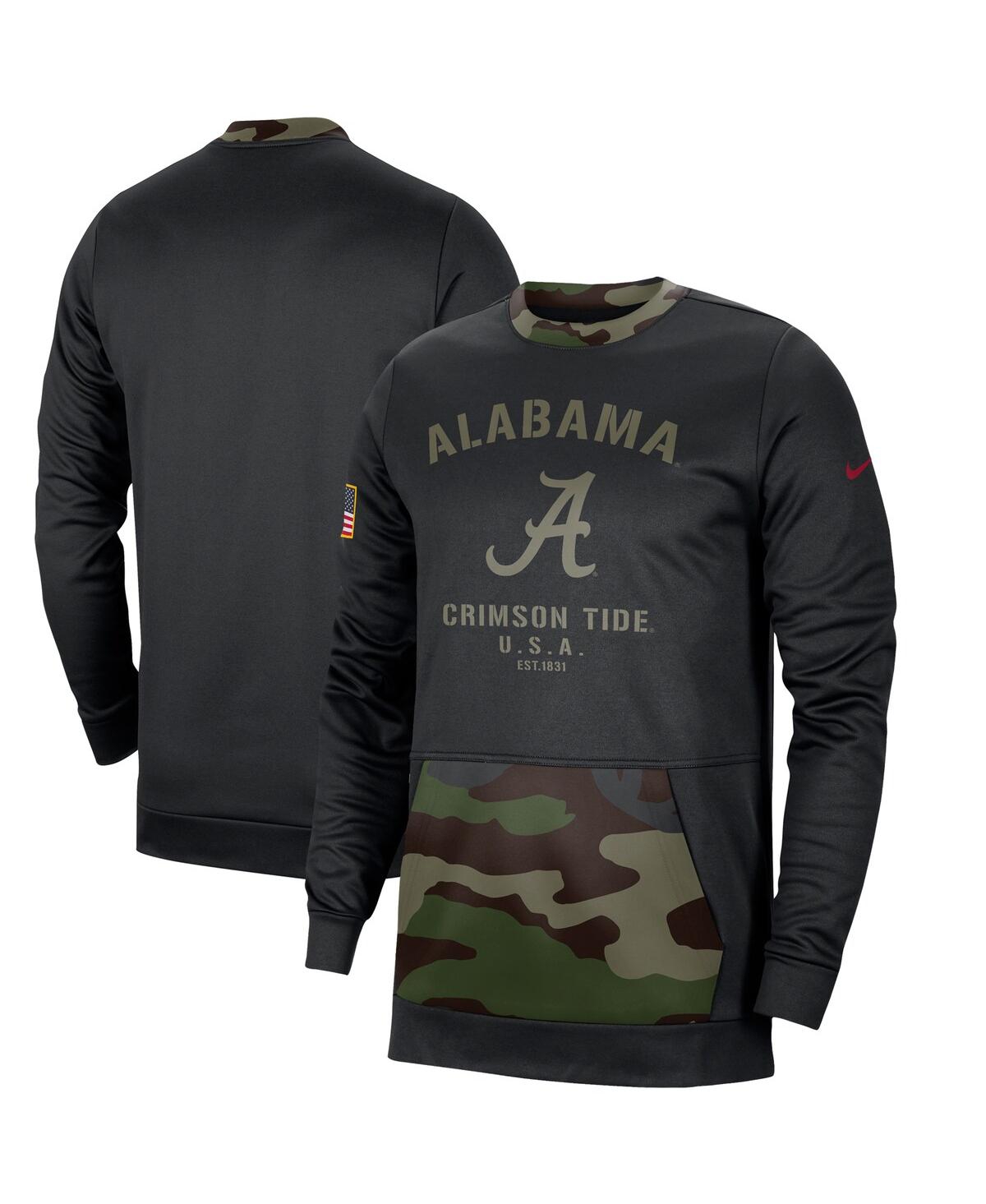 Shop Nike Men's Black, Camo Alabama Crimson Tide Military-inspired Appreciation Performance Pullover Sweatshir In Black,camo