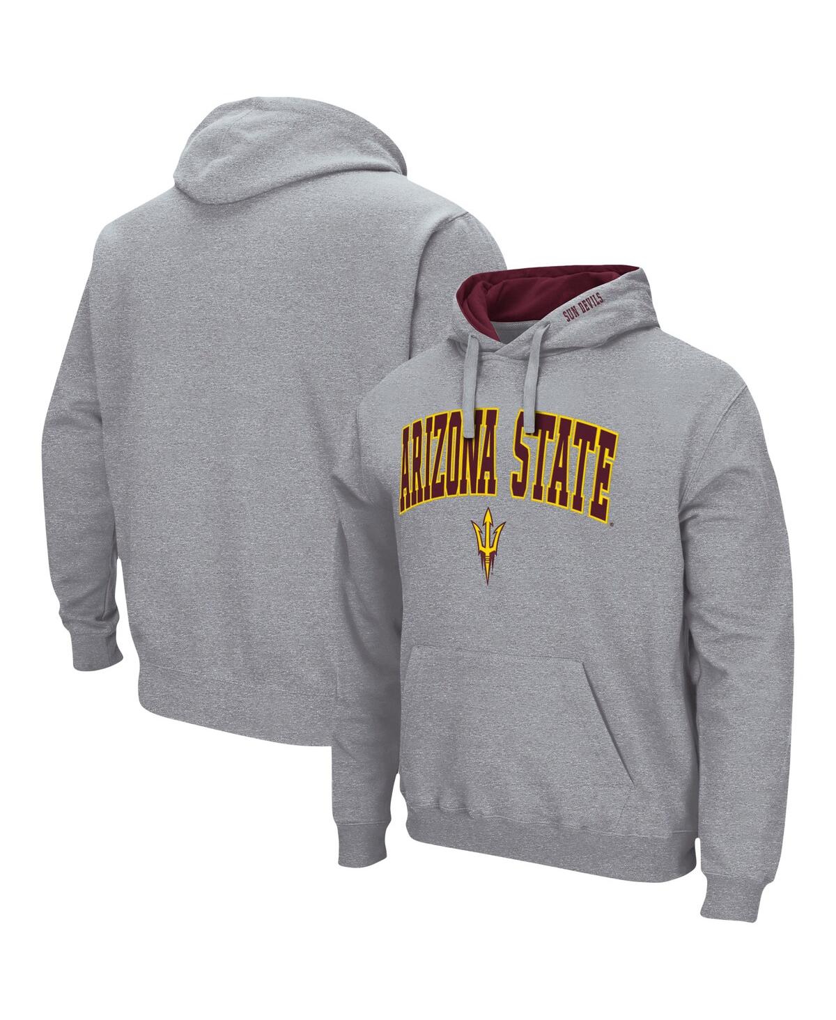 Shop Colosseum Men's Heather Gray Arizona State Sun Devils Arch Logo 3.0 Pullover Hoodie In Heathered Gray