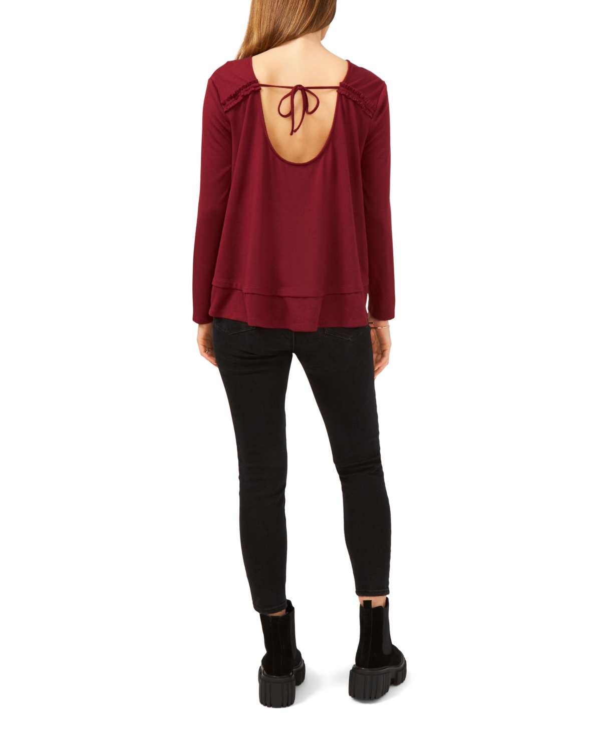 1.state Women's Long Sleeve Tie Back Cozy Knit Top