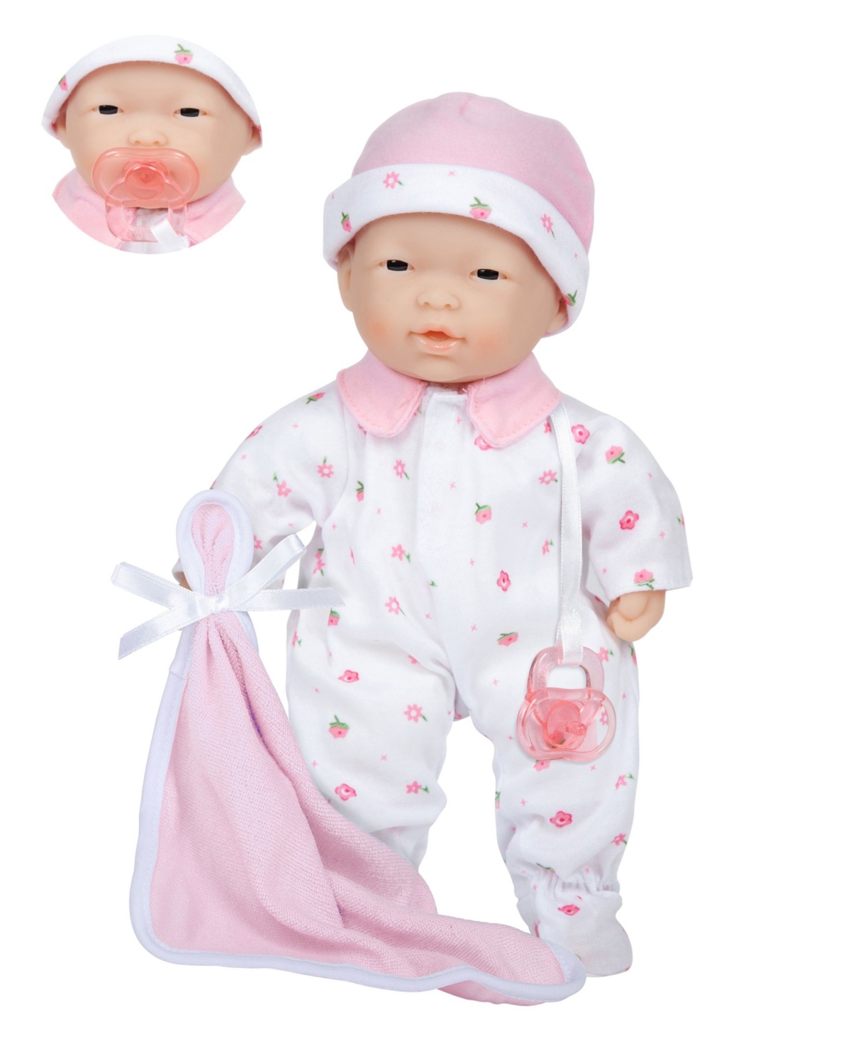 Jc Toys Kids' La Baby Asian 11" Soft Body Baby Doll Pink Outfit In Asian - Pink