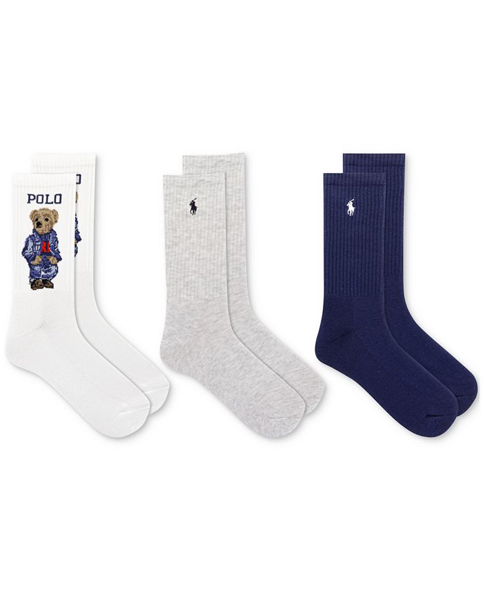 Polo Ralph Lauren 3-Pk. Polo Bear Crew Socks & Reviews - Shop Socks - Women  - Macy's