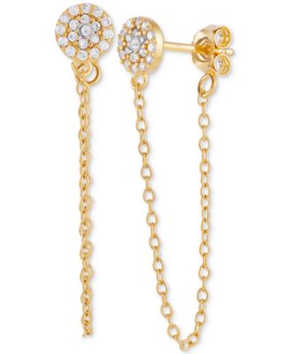 Giani Bernini - Cubic Zirconia Cluster Chain Drop Earrings in 14k Gold-Plated Sterling Silver
