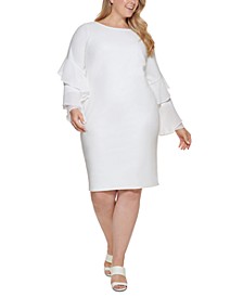 Plus Size Ruffle-Sleeve Sheath Dress