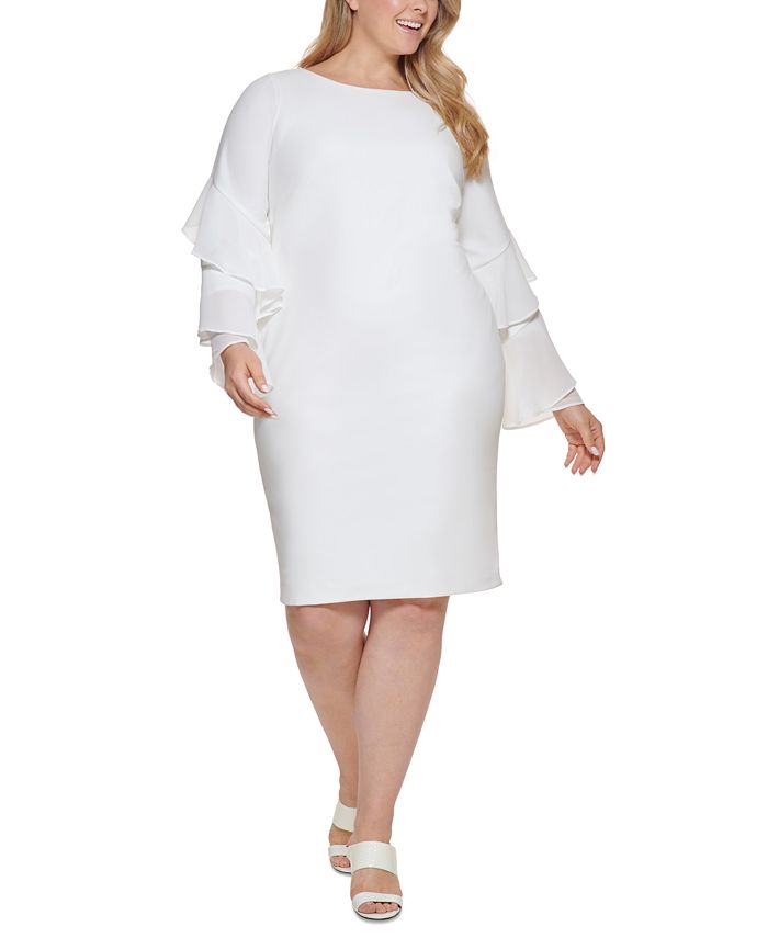 Calvin Klein Plus Size Ruffle-Sleeve Sheath Dress & Reviews - Dresses -  Plus Sizes - Macy's
