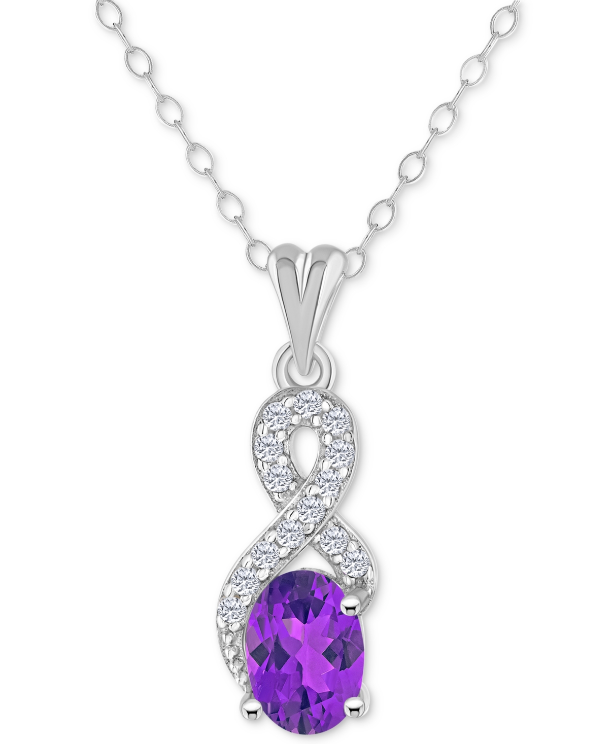MACY'S RHODOLITE GARNET (1 CT. T.W.) & WHITE TOPAZ (1/7 CT. T.W.) LOOPED 18" PENDANT NECKLACE IN STERLING S