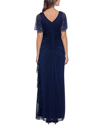 Betsy & Adam Embellished Cascade Ruffle Gown - Macy's