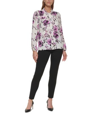 DKNY - Petite Tie-Neck Blouse