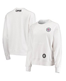 Women's White LA Clippers Camila Crew Pullover Sweatshirt