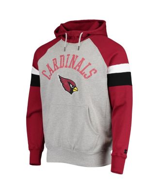 Men's Heathered Gray, Cardinal Arizona Cardinals Home Run Raglan Pullover Hoodie