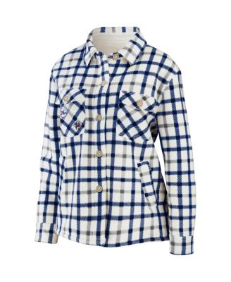Women's Oatmeal Philadelphia 76ers Plaid Button-Up Shirt Jacket