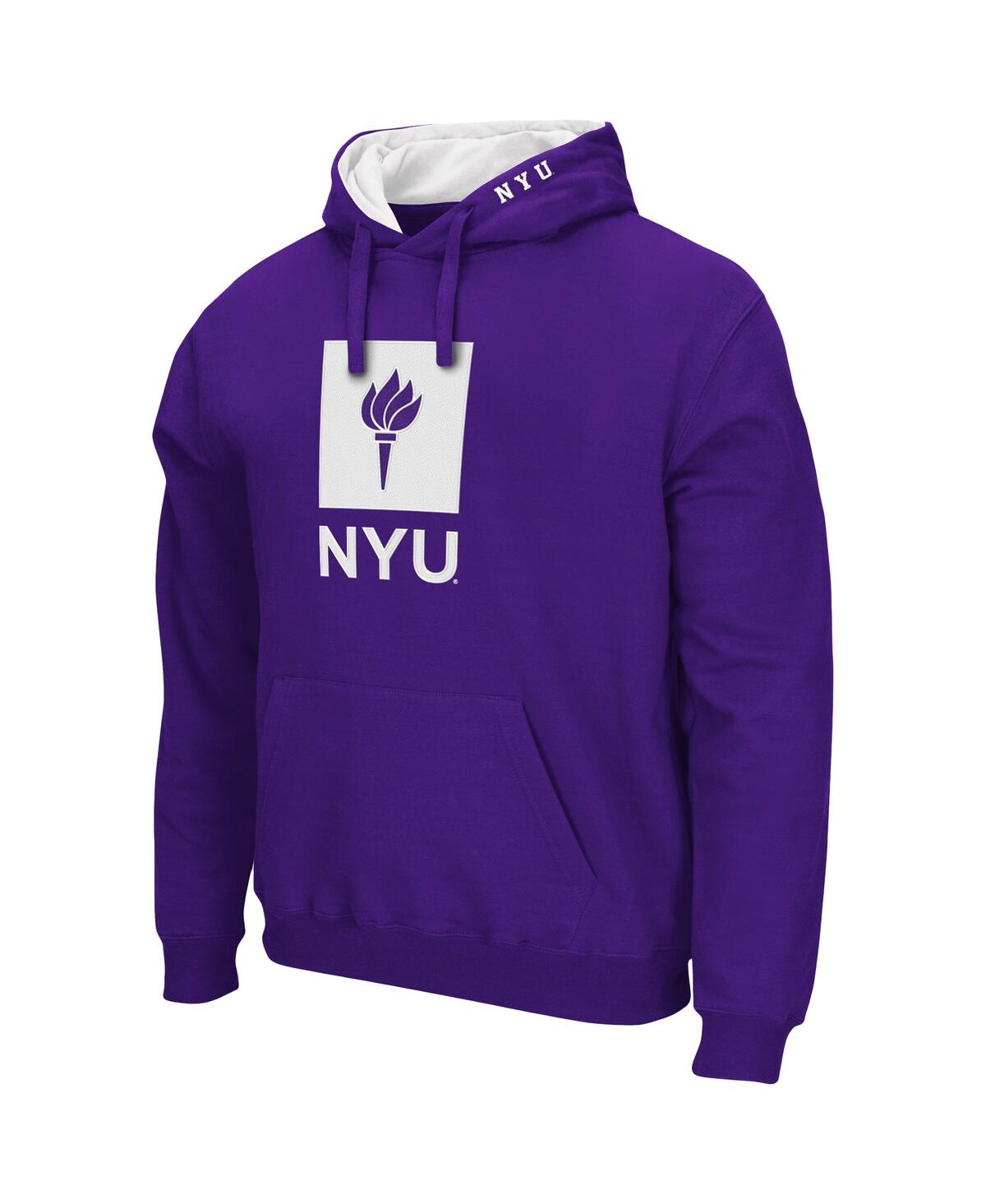 Colosseum Men's Heathered Gray Nyu Violets Arch Logo 3.0 Pullover Hoodie In Heathered Gray