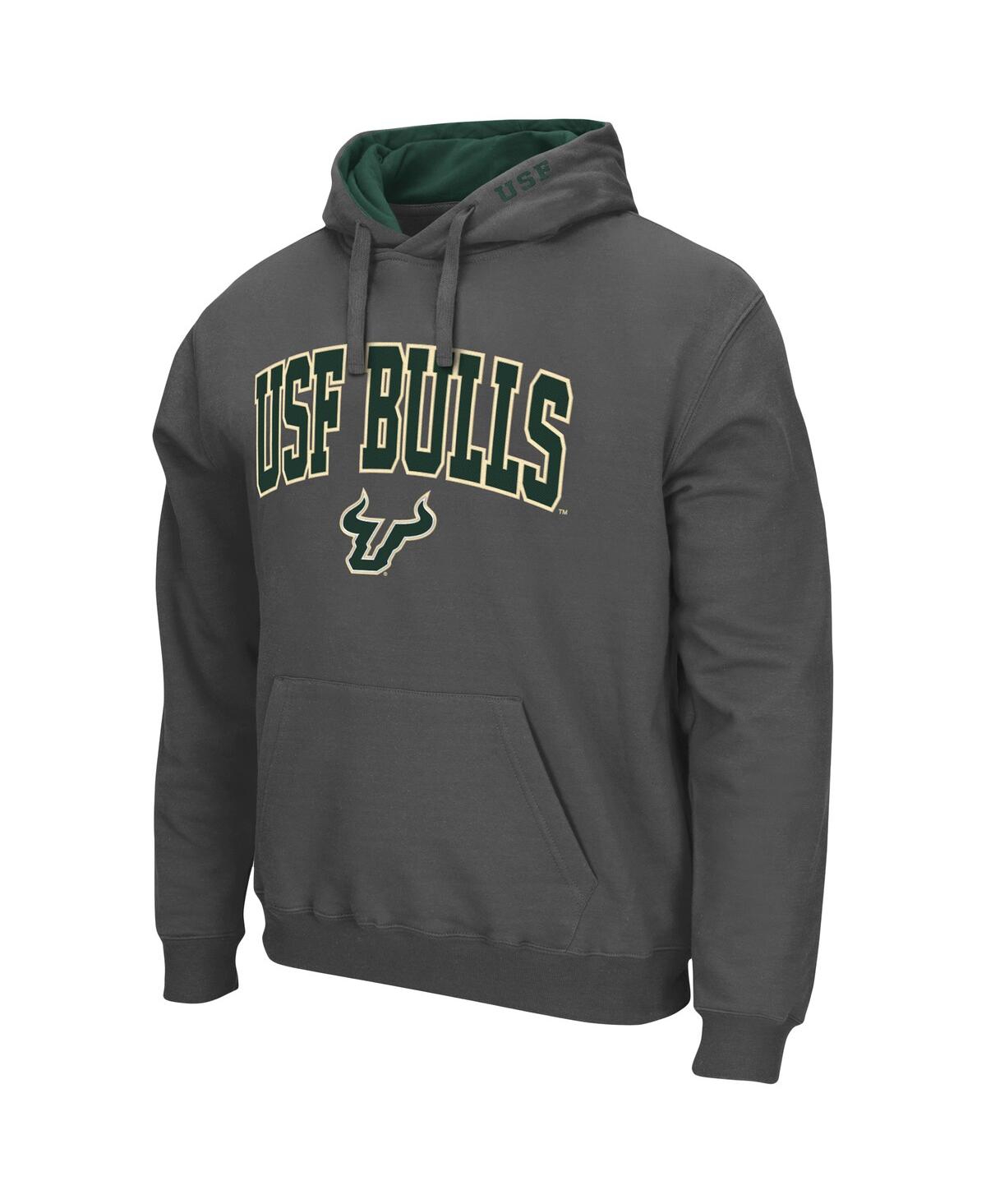 Colosseum Men's Charcoal South Florida Bulls Arch And Logo Pullover Hoodie In Charcoal