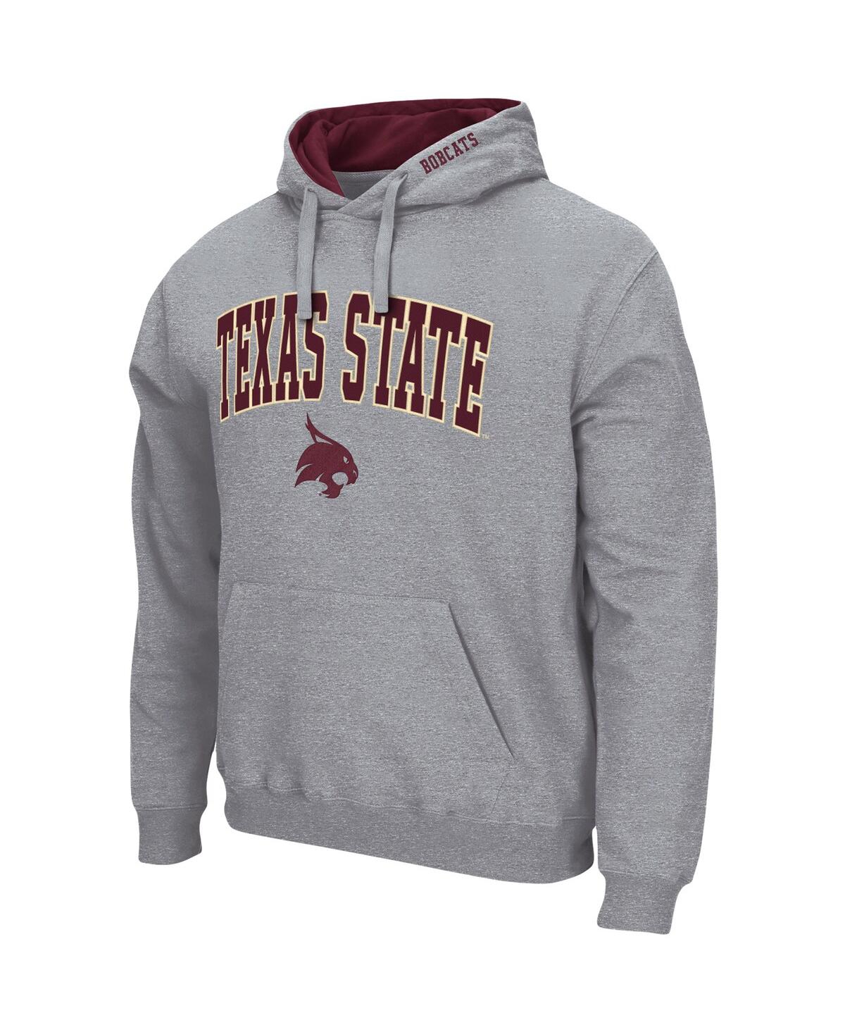 Colosseum Heathered Gray Texas State Bobcats Arch And Logo Pullover Hoodie In Heathered Gray