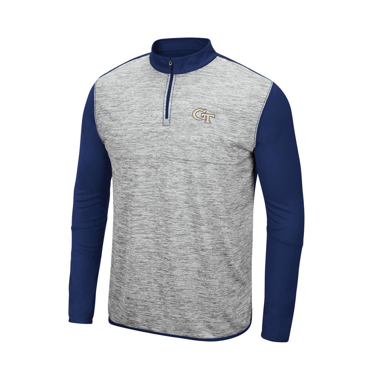 Мужская куртка Colosseum Gray, Navy Georgia Tech Yellow Jackets Prospect Space-Dye Quarter-Zip — фото 3