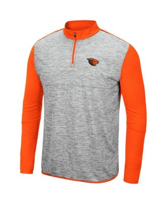 Men's Heathered Gray, Orange Oregon State Beavers Prospect Quarter-Zip Jacket