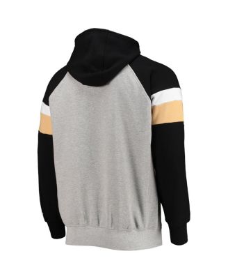 Men's Heathered Gray, Black New Orleans Saints Home Run Raglan Pullover Hoodie