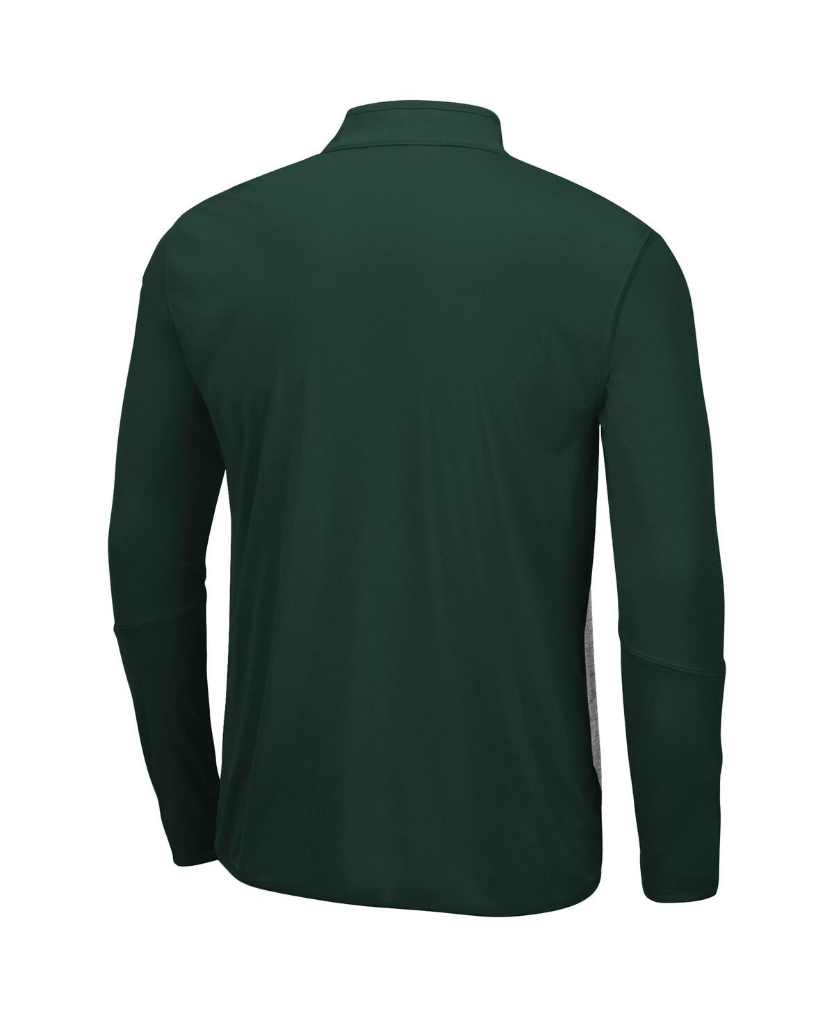 Shop Colosseum Men's Heathered Gray, Green Colorado State Rams Prospect Quarter-zip Jacket In Heathered Gray,green