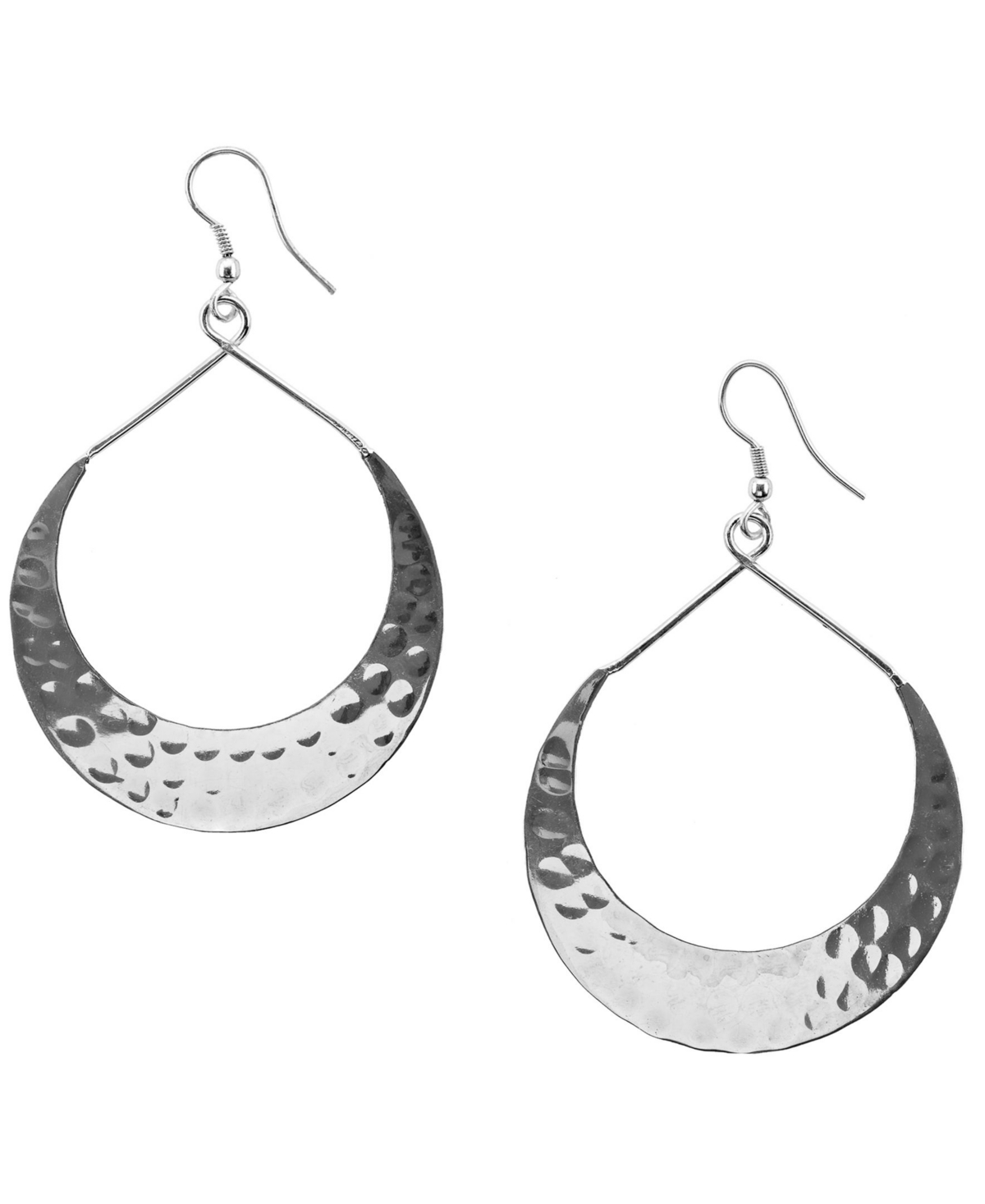 Women's Lunar Crescent Hoop Earrings - Silver Tone