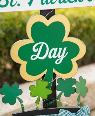 42" Lighted St. Patrick's Wooden Shamrocks Porch Decor