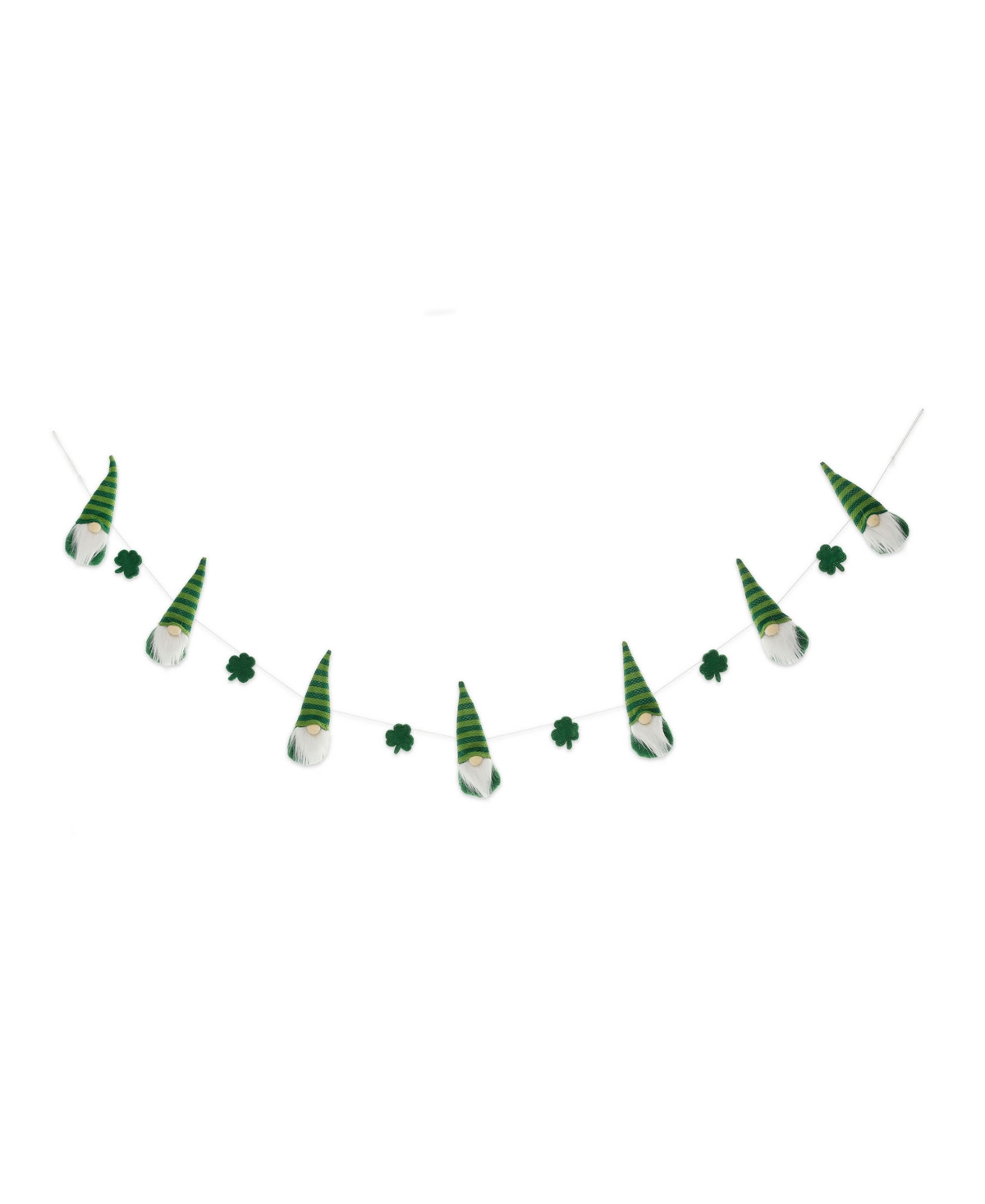 Glitzhome 6' Fabric St. Patrick's Gnomes And Shamrocks Garland In Green