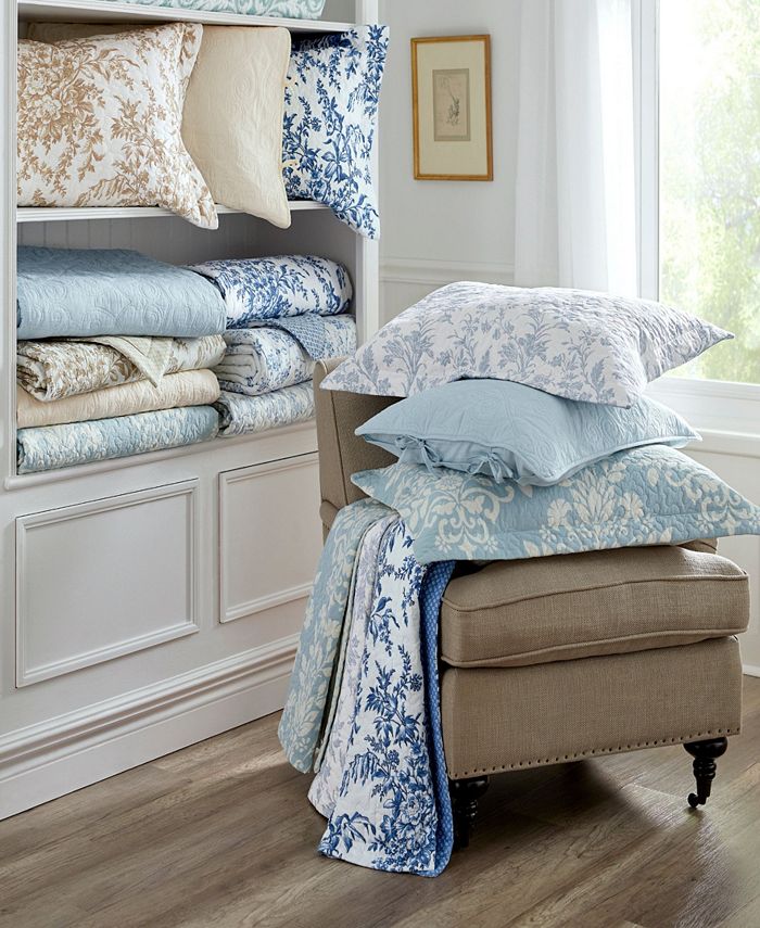 Laura Ashley Flora Cotton Reversible 2 Piece Quilt Set, Twin Macy's