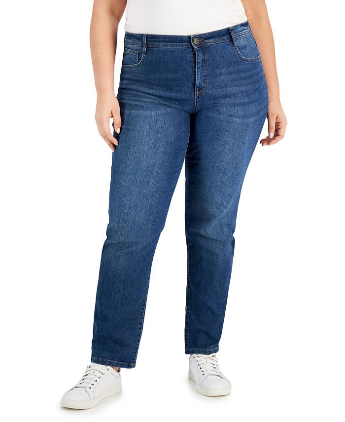 Style & Co Plus Size Mid-Rise Slim-Leg Jeans, Created for Macy's - Macy's