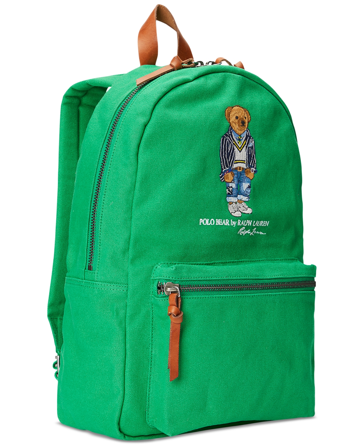 Authentic Ralph Lauren Polo Bear Green Canvas with Leather straps Unisex Bag