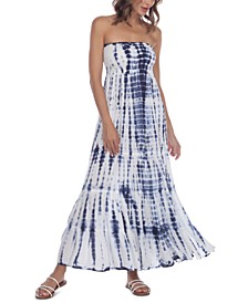 Tie-Dye Strapless Maxi Cover-Up Dress