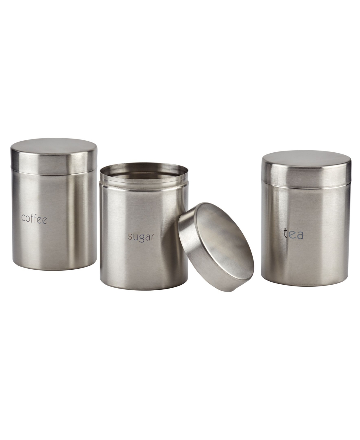 Tabletops Unlimited Basic Essentials Canister, Set Of 3 In Silver-tone