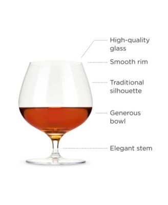 Crystal Wingback Cognac Glasses, Set of 2, 17 Oz