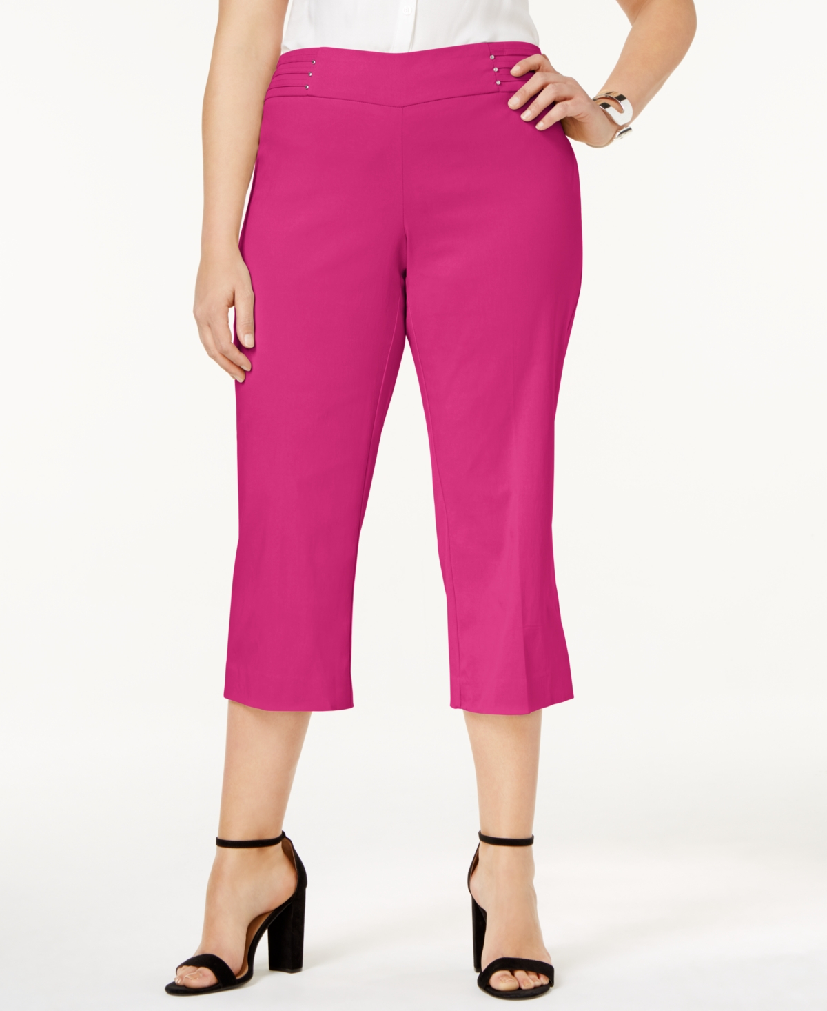 Jm Collection Plus Size Tummy Control Pull-On Capri Pants, Created for  Macy's
