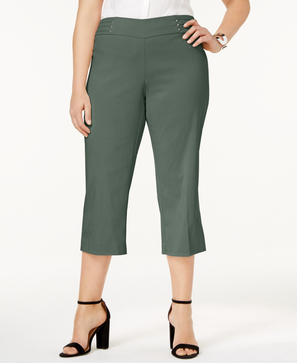 Jm Collection Plus Size Tummy Control Pull On Capri Pants Created for Macy s Smart Closet